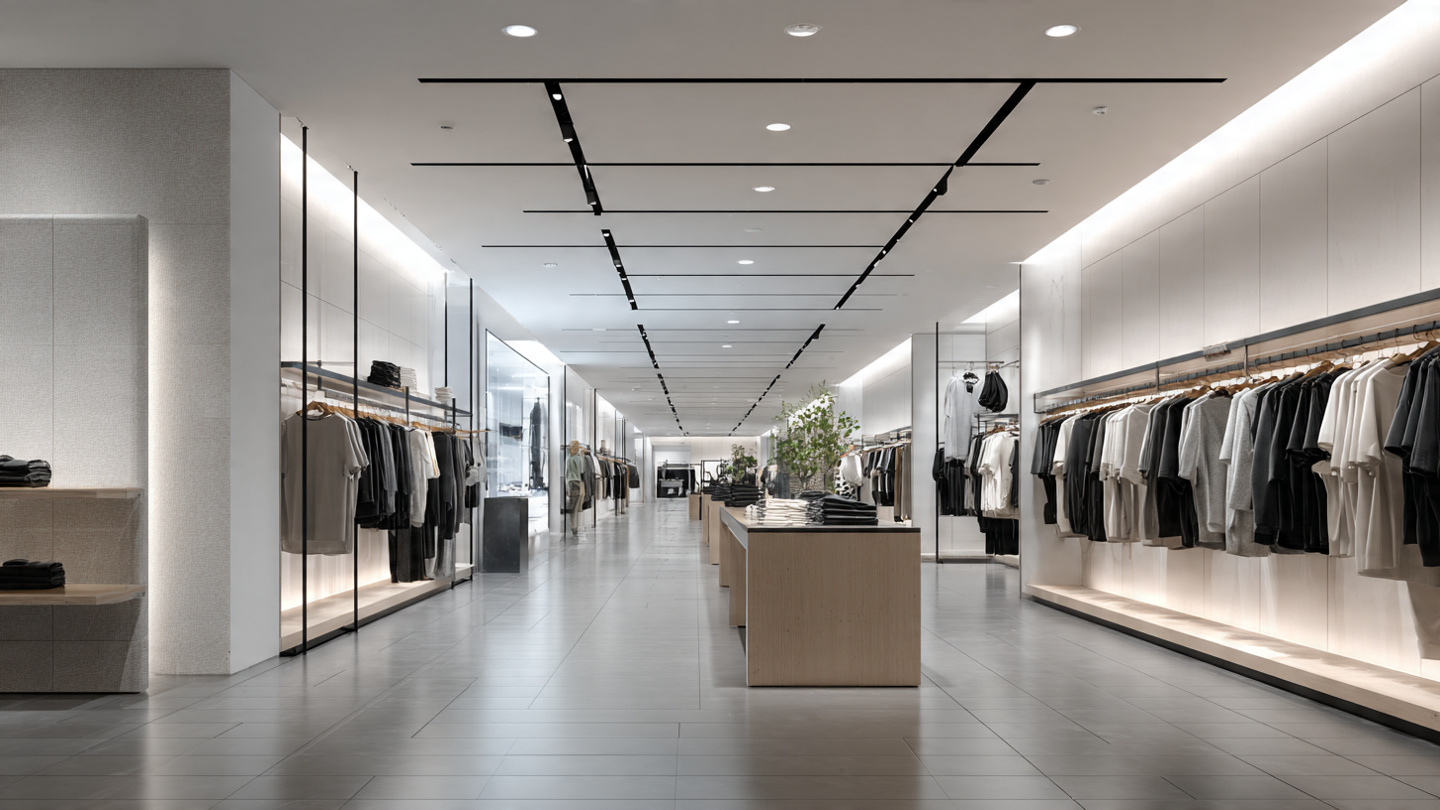 tienda de ropa tipo zara moderna con